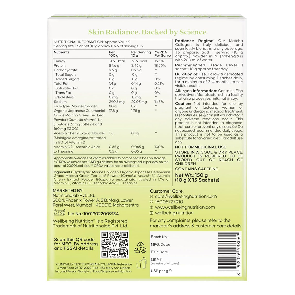 wellbeing nutrition matcha collagen for skin radiance