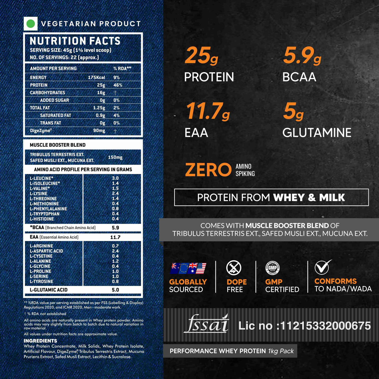 AS-IT-IS ATOM Performance Whey Protein 1 Kg + Nutristar Micronized CREA Gold Creatine Monohydrate 250g (83 Servings) - Muscle Strength & Lean Gain Combo
