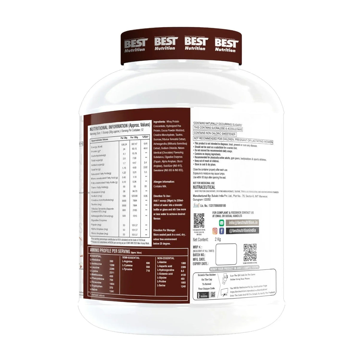Best Nutrition Nitro Verse Protein | Protein with Creatine, Ashwagandha, Enzymes | 2 Kg