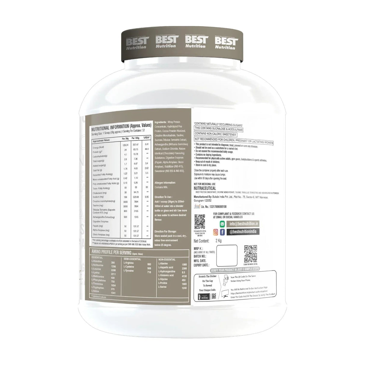 Best Nutrition Nitro Verse Protein | Protein with Creatine, Ashwagandha, Enzymes | 2 Kg