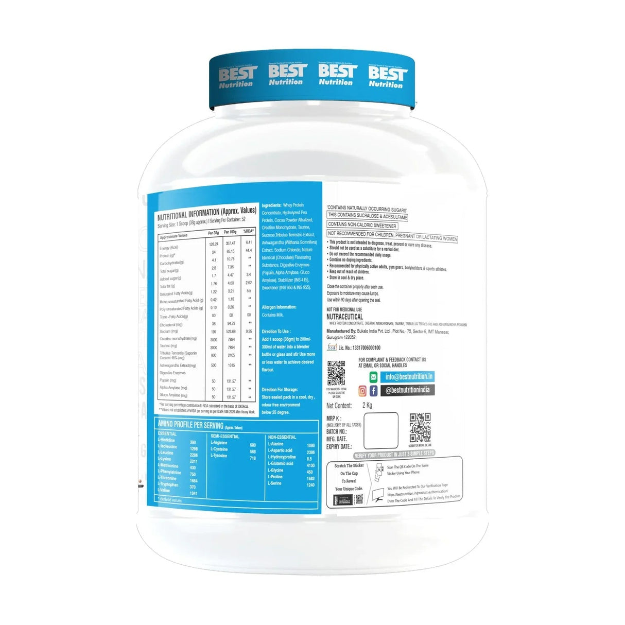 Best Nutrition Nitro Verse Protein | Protein with Creatine, Ashwagandha, Enzymes | 2 Kg