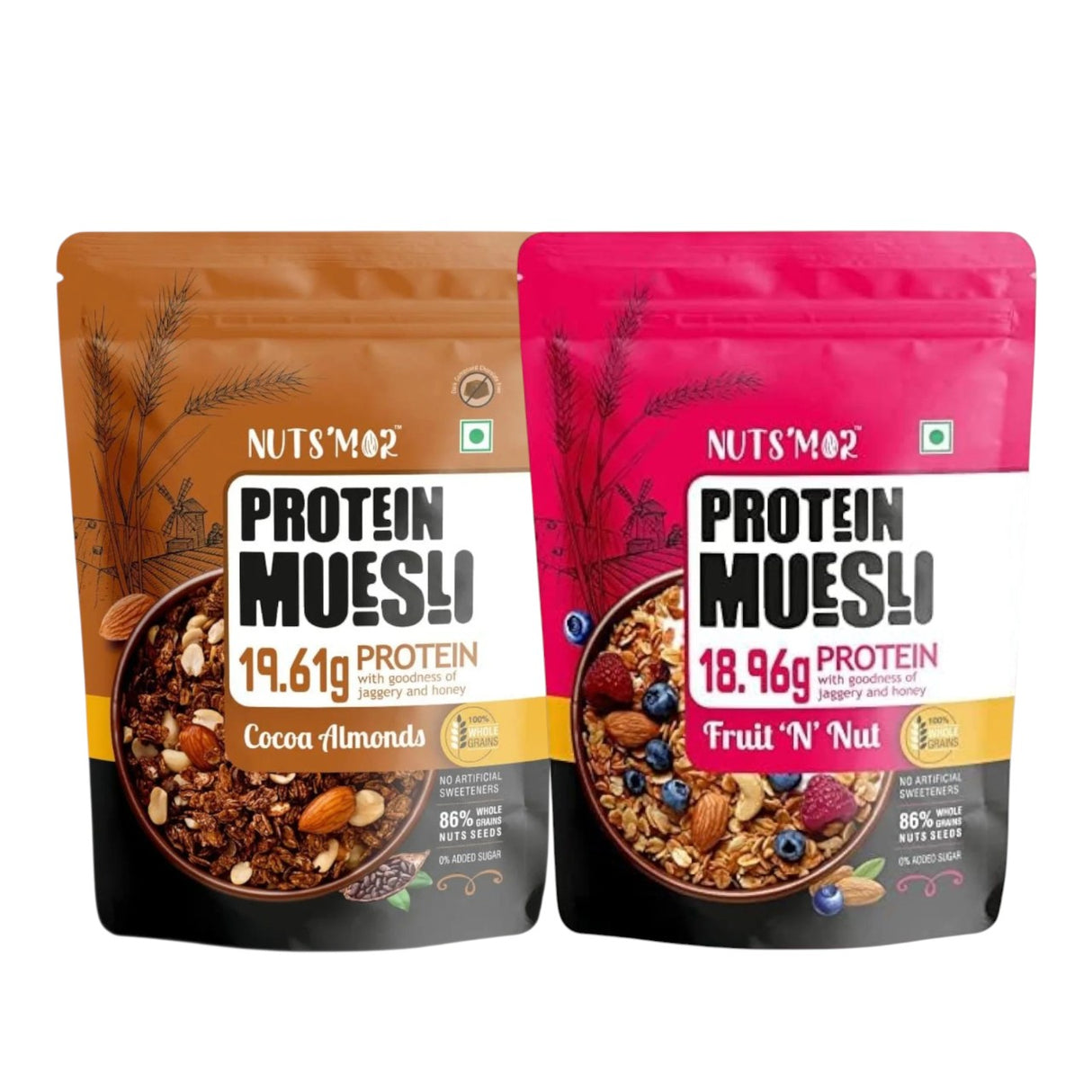 Nuts'Mor Protein Muesli - 900 Gm | 18 Servings (Pack of 2)