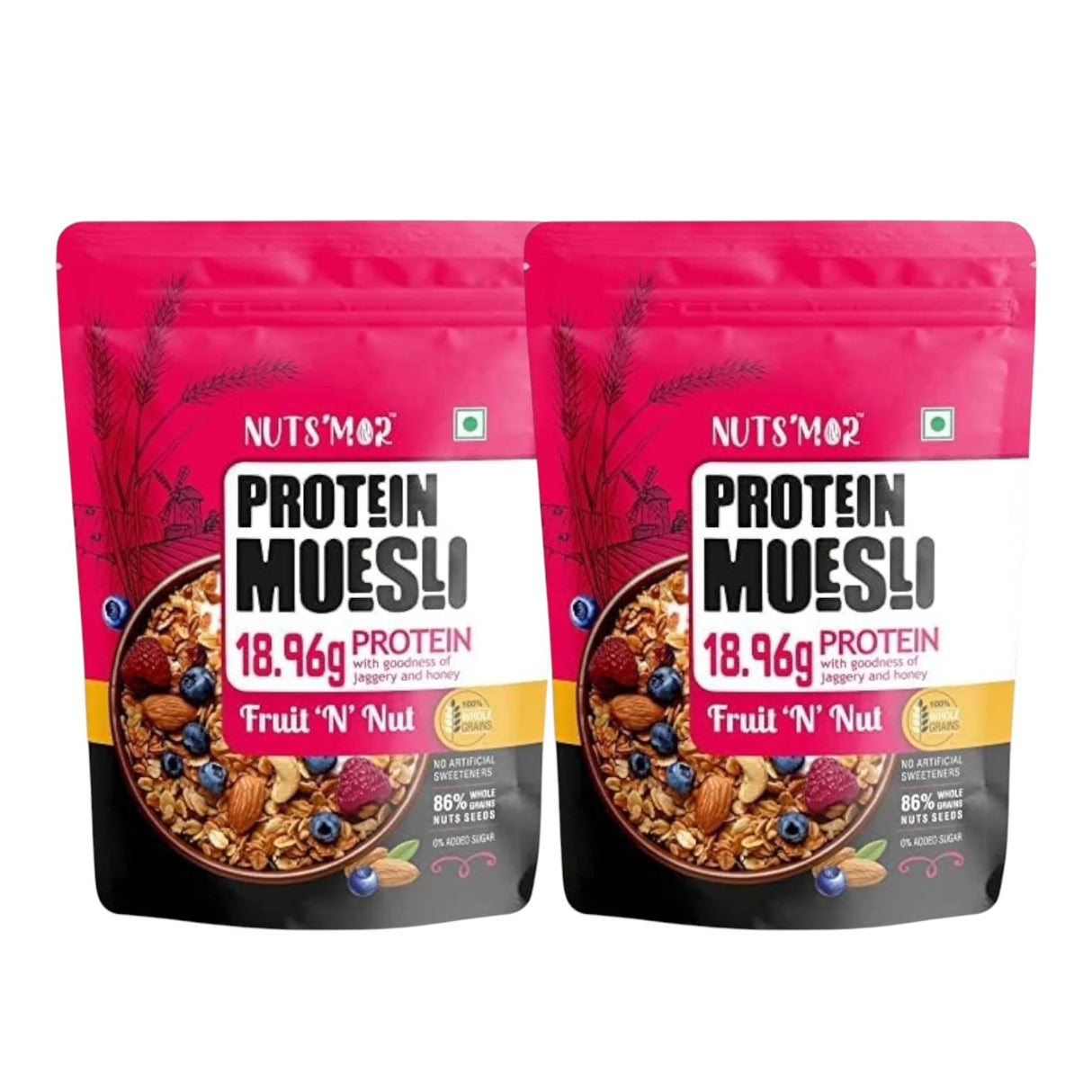 Nuts'Mor Protein Muesli - 900 Gm | 18 Servings (Pack of 2)