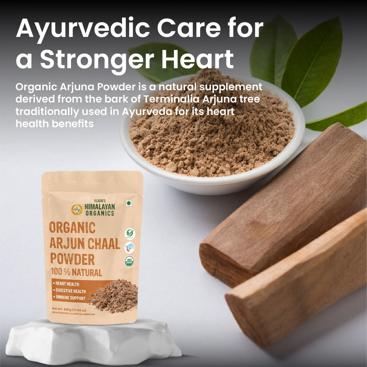 Vlado's Himalayan Organics, Arjun Chaal Powder, Heart Health Support - 500g