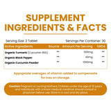 Vlado's Himalayan Organics, Curcumin Tablets 1500mg with Black Pepper, Anti-Inflammatory Supplement - 60 Veg Tablets
