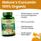 Vlado's Himalayan Organics, Curcumin Tablets 1500mg with Black Pepper, Anti-Inflammatory Supplement - 60 Veg Tablets