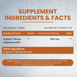 Vlado's Himalayan Organics, Gokshura (Tribulus Terrestris) Tablets 1000mg, Energy & Stamina Support - 60 Veg Tablets