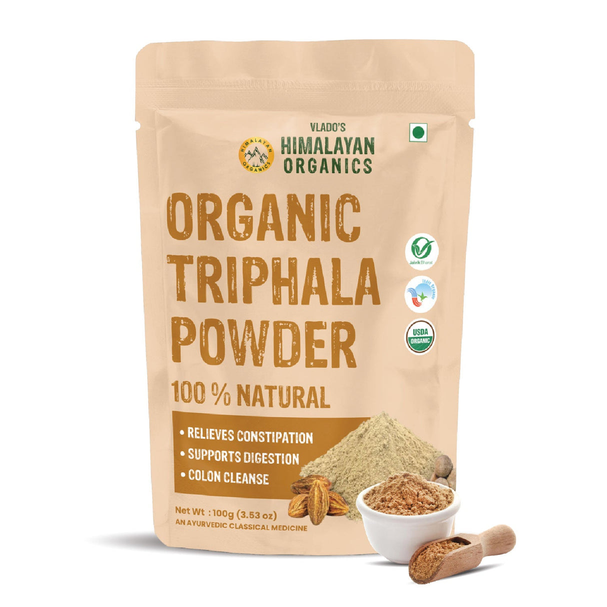 Vlado's Himalayan Organics, Triphala Powder, Gut & Digestion Support - 100g
