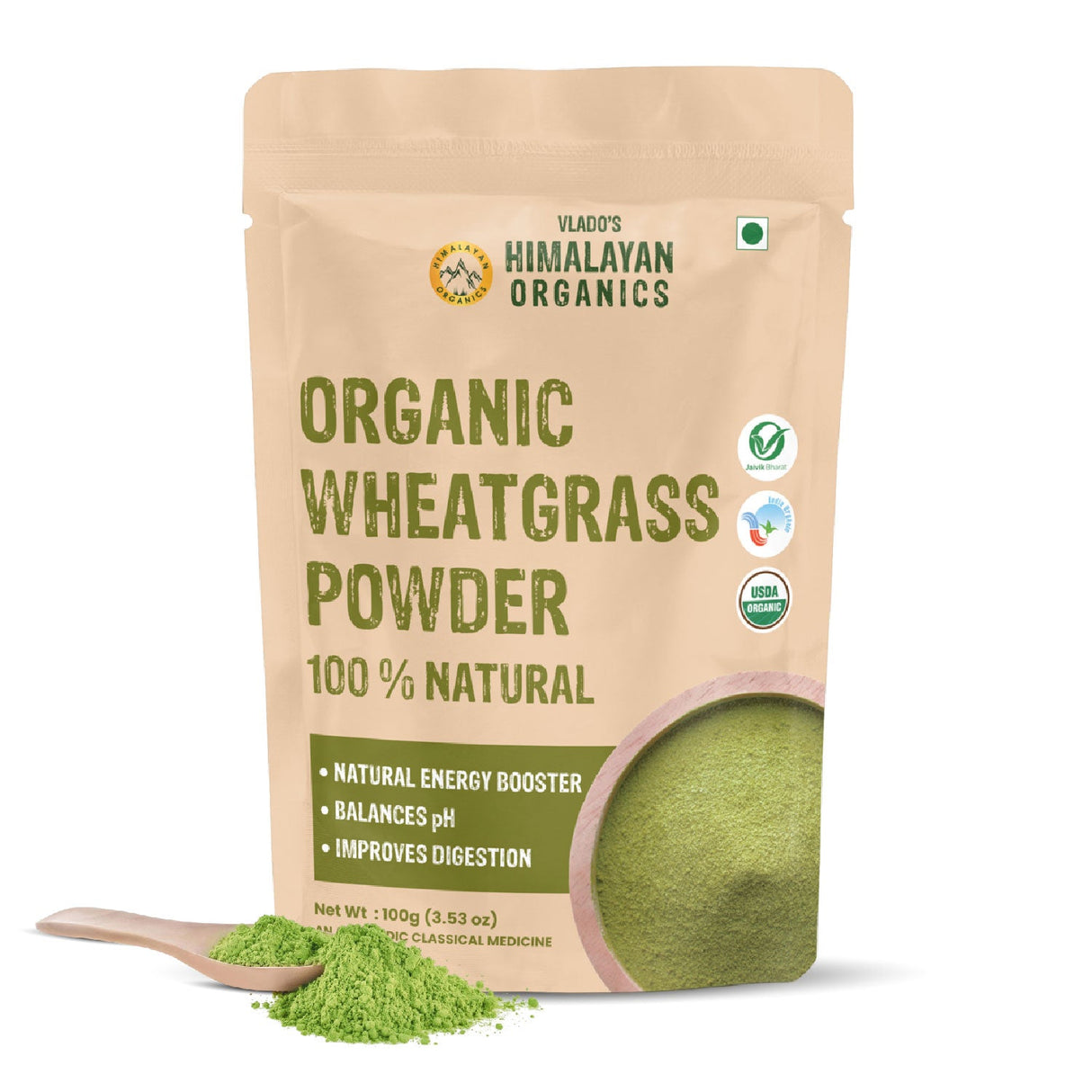 Vlado's Himalayan Organics, Wheatgrass Powder, Detox & Immunity Support - 100g