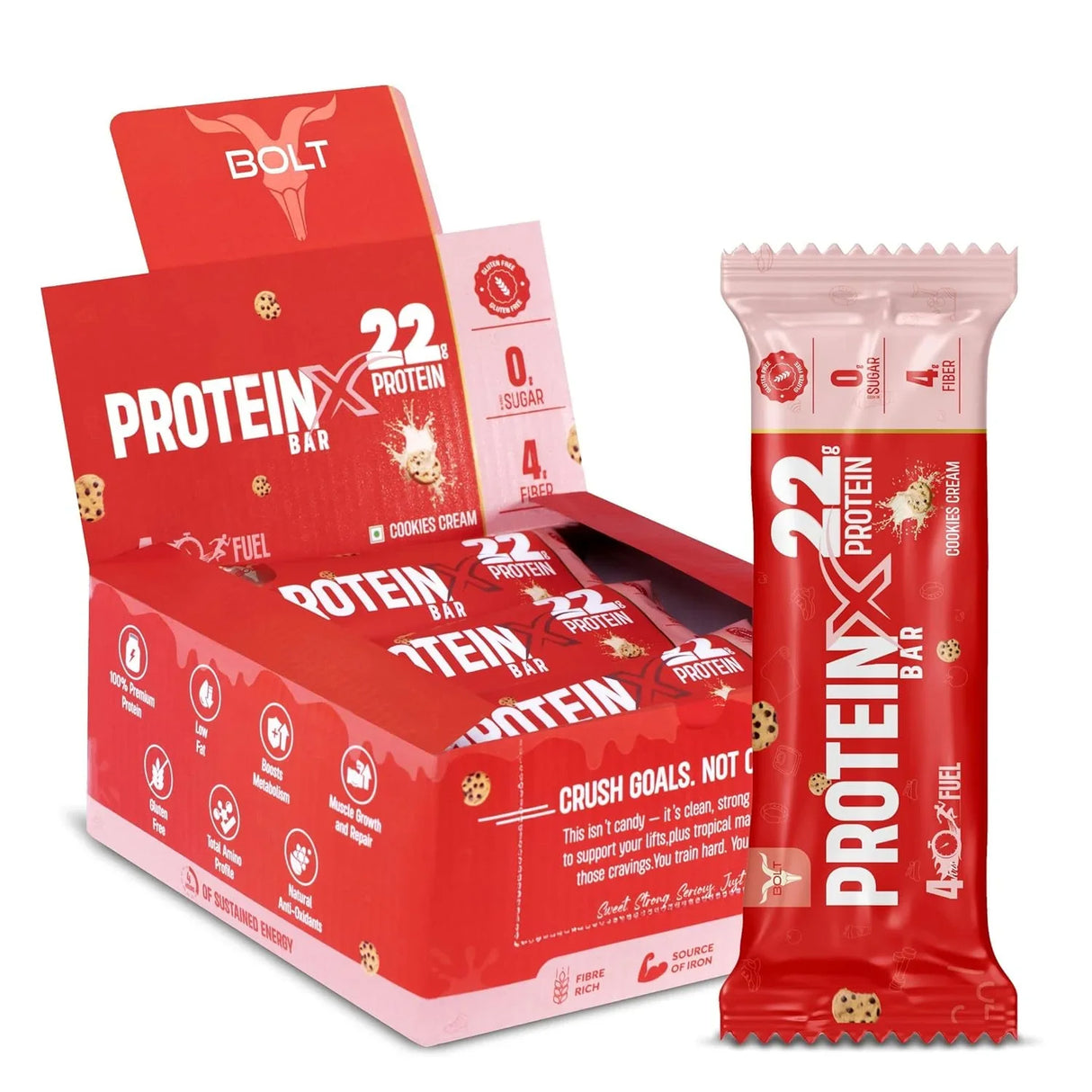 Bolt Nutrition High Protein Bar | Power Snack for Gym & Muscle Recovery | Pack of 5