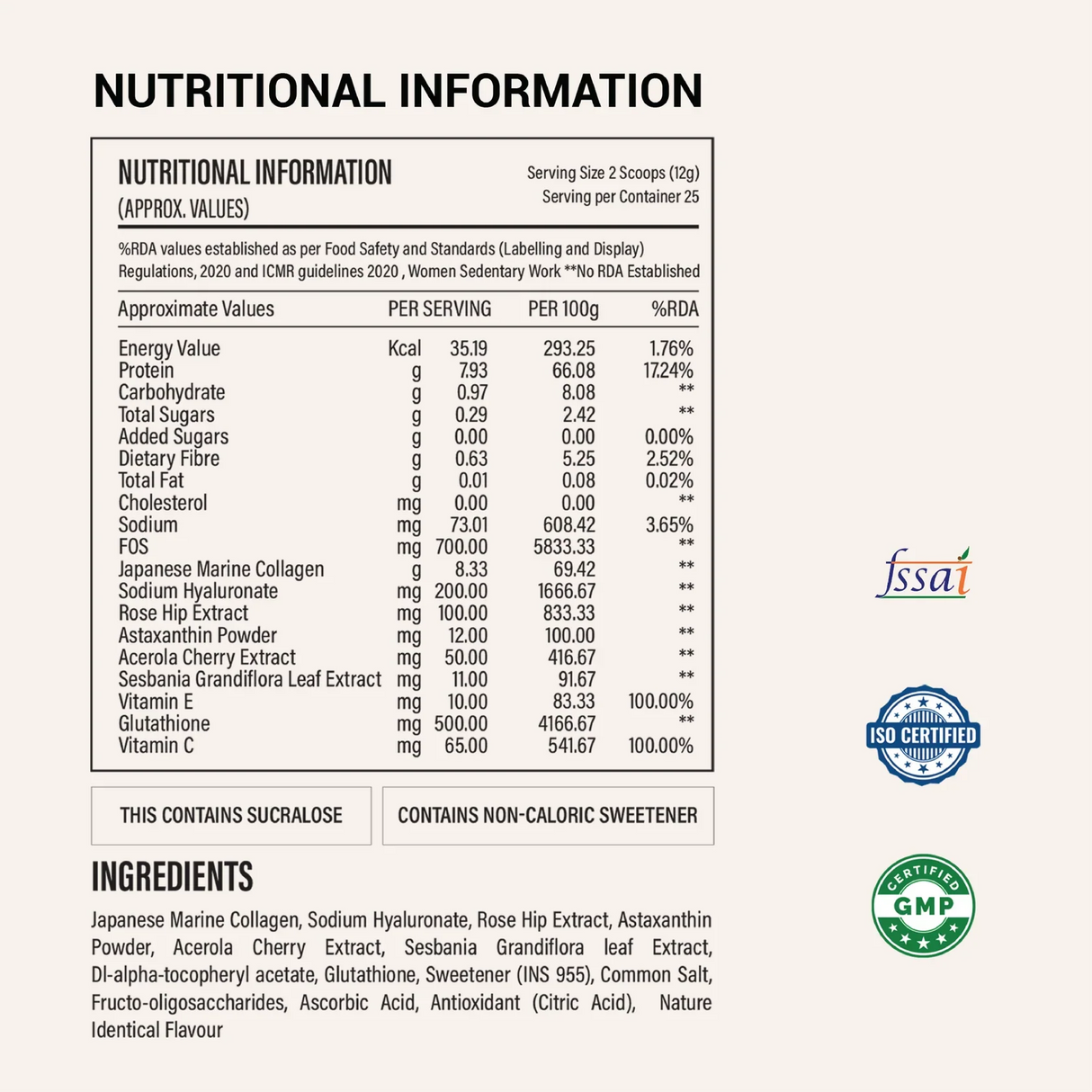 BE Wellness Japanese Marine Collagen Powder | Type I & III Collagen Peptides | 300g