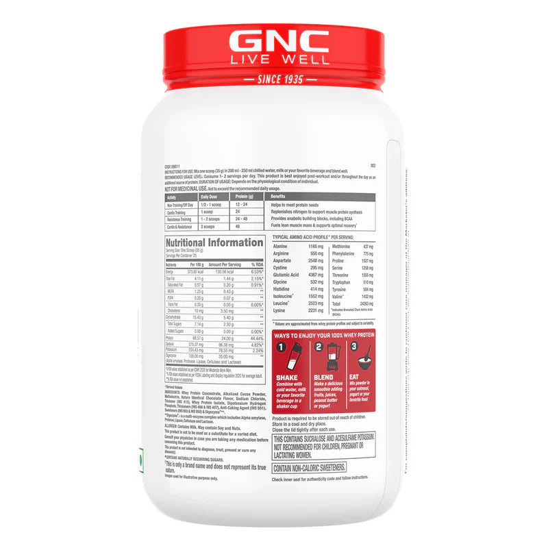 GNC Pro Performance 100% Whey Protein 2 Lbs + Nutristar Micronized CREA Gold Creatine Monohydrate 250g (83 Servings) - Lean Muscle Starter Stack