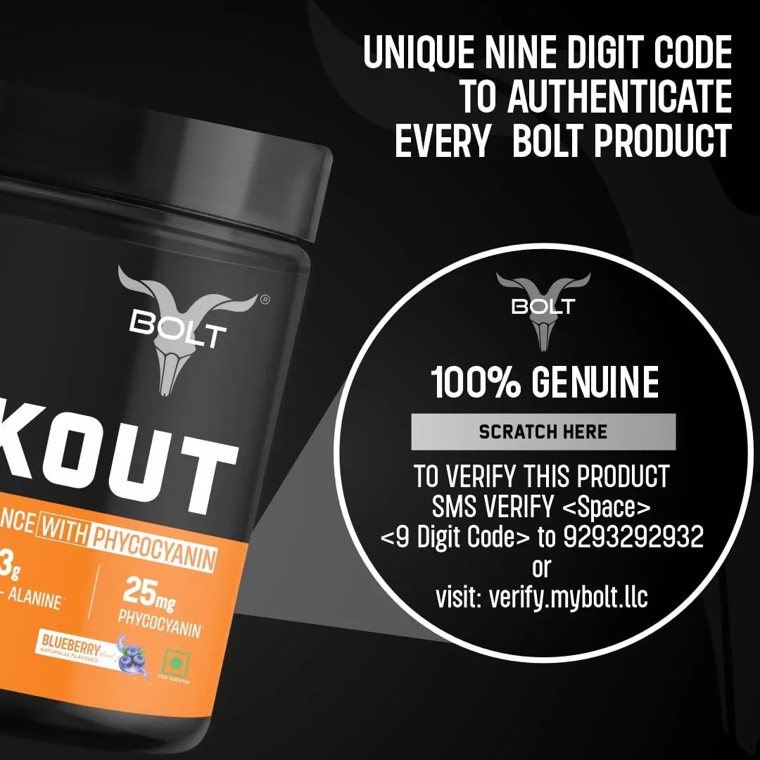 Bolt Nutrition Pre Workout Supplement 300g, 30 Servings