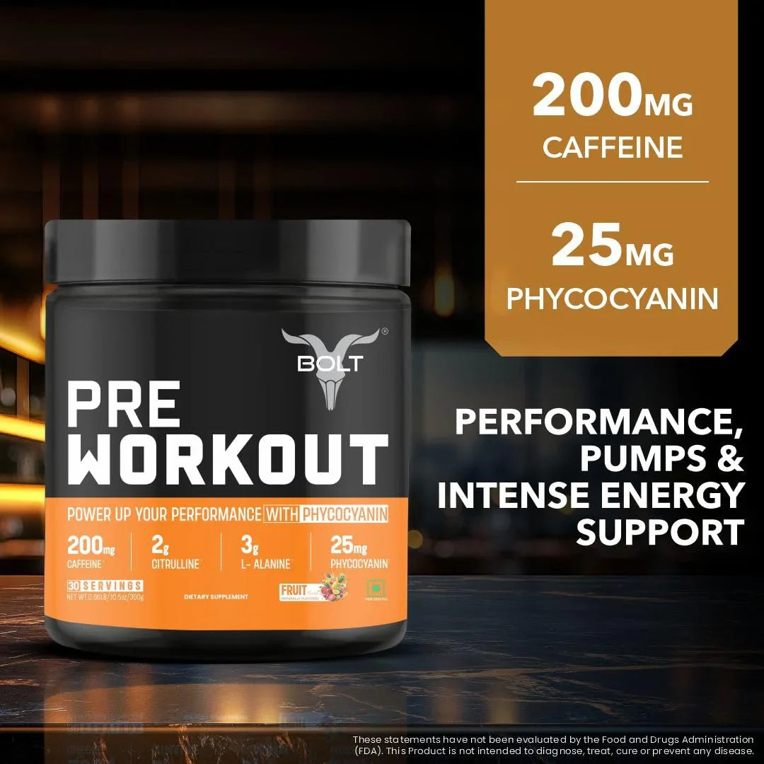 Bolt Nutrition Pre Workout Supplement 300g, 30 Servings