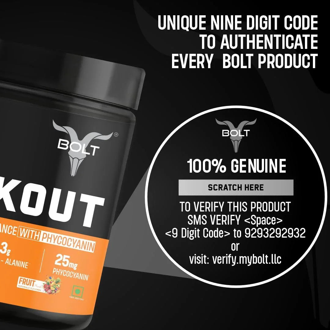 Bolt Nutrition Pre Workout Supplement 300g, 30 Servings