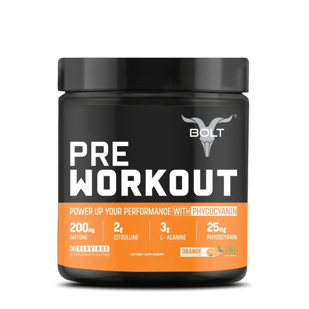 Bolt Nutrition Pre Workout Supplement | Explosive Energy, Pump & Focus | 300g, 30 Servings