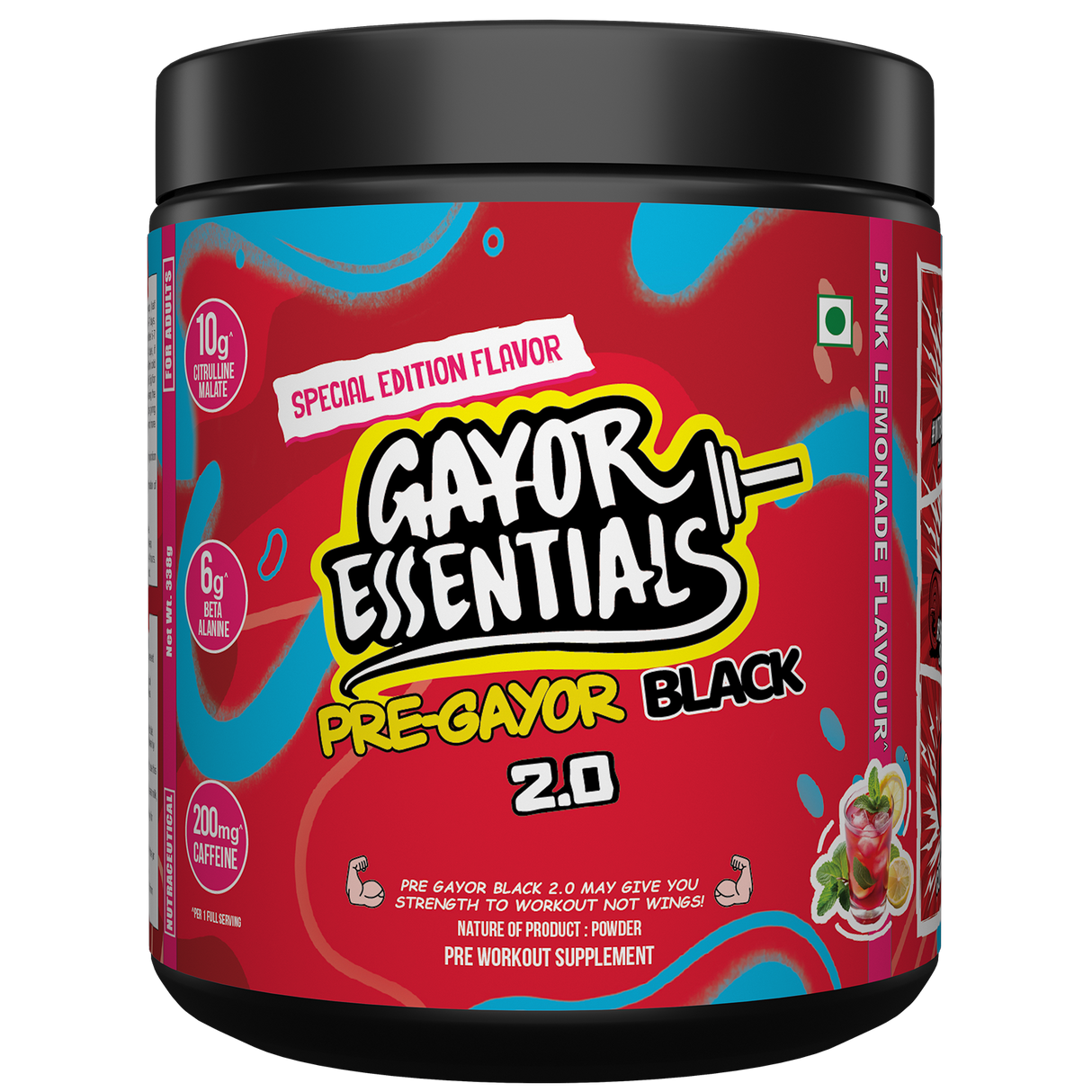 Gayor Essentials Pre Gayor Black 2.0 Pre-Workout Powder 338g | 200mg Caffeine