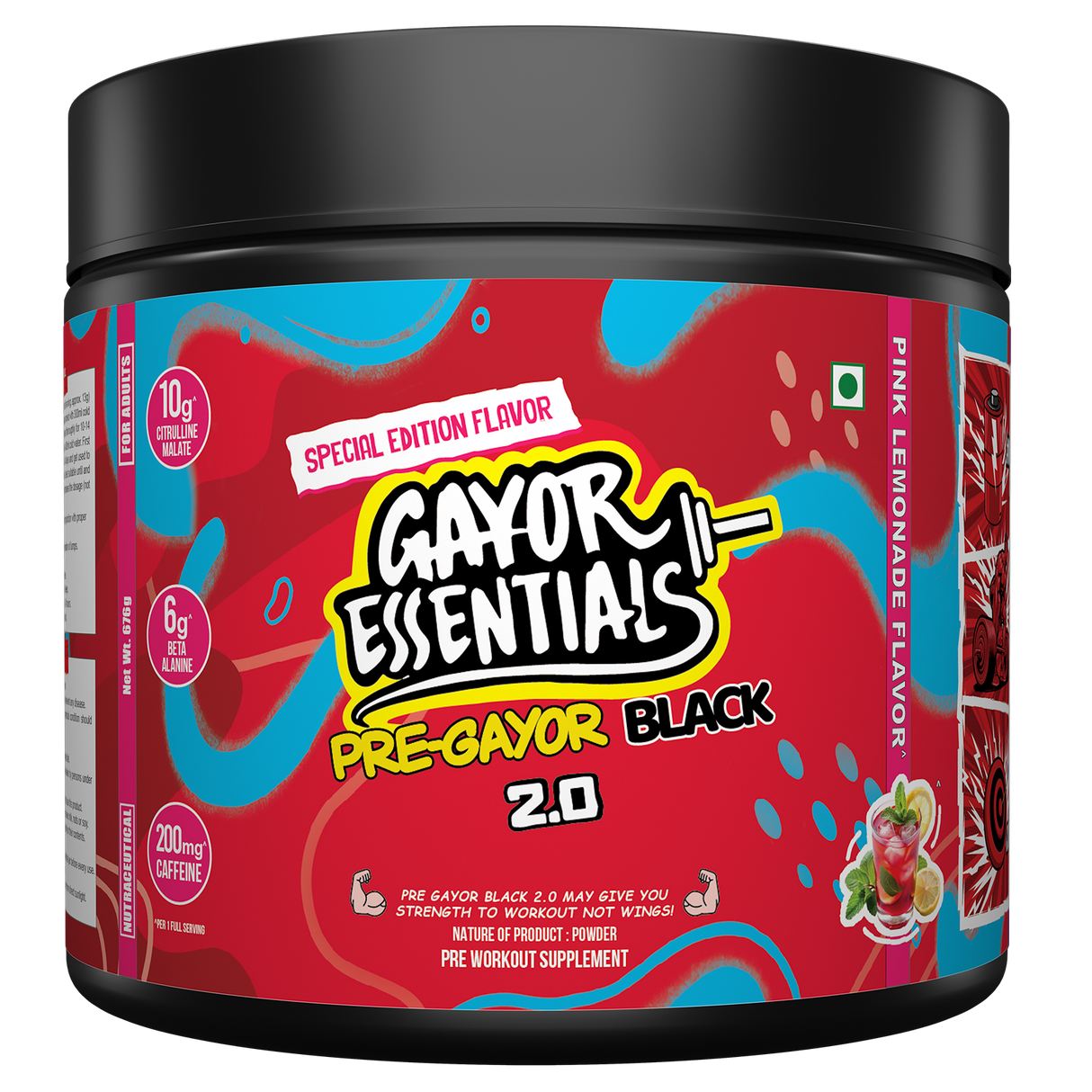 Gayor Essentials Pre Gayor Black 2.0 Pre-Workout Powder 676g | 200mg Caffeine