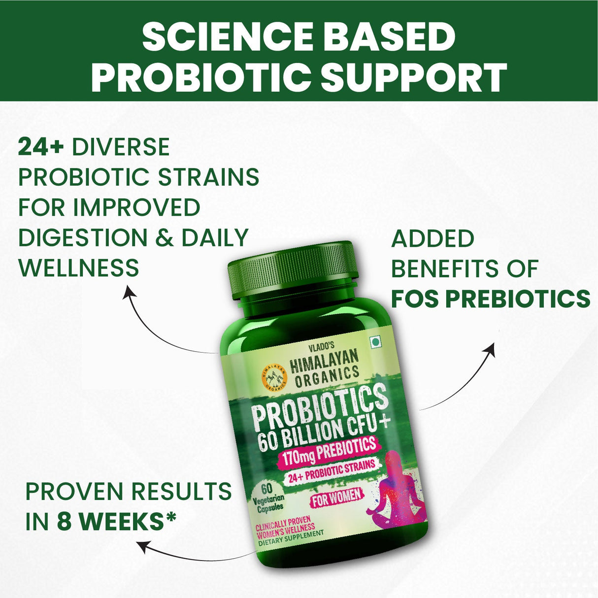 Himalayan Organics, Probiotics 60 Billion CFU with Prebiotics, 24 Strains 
