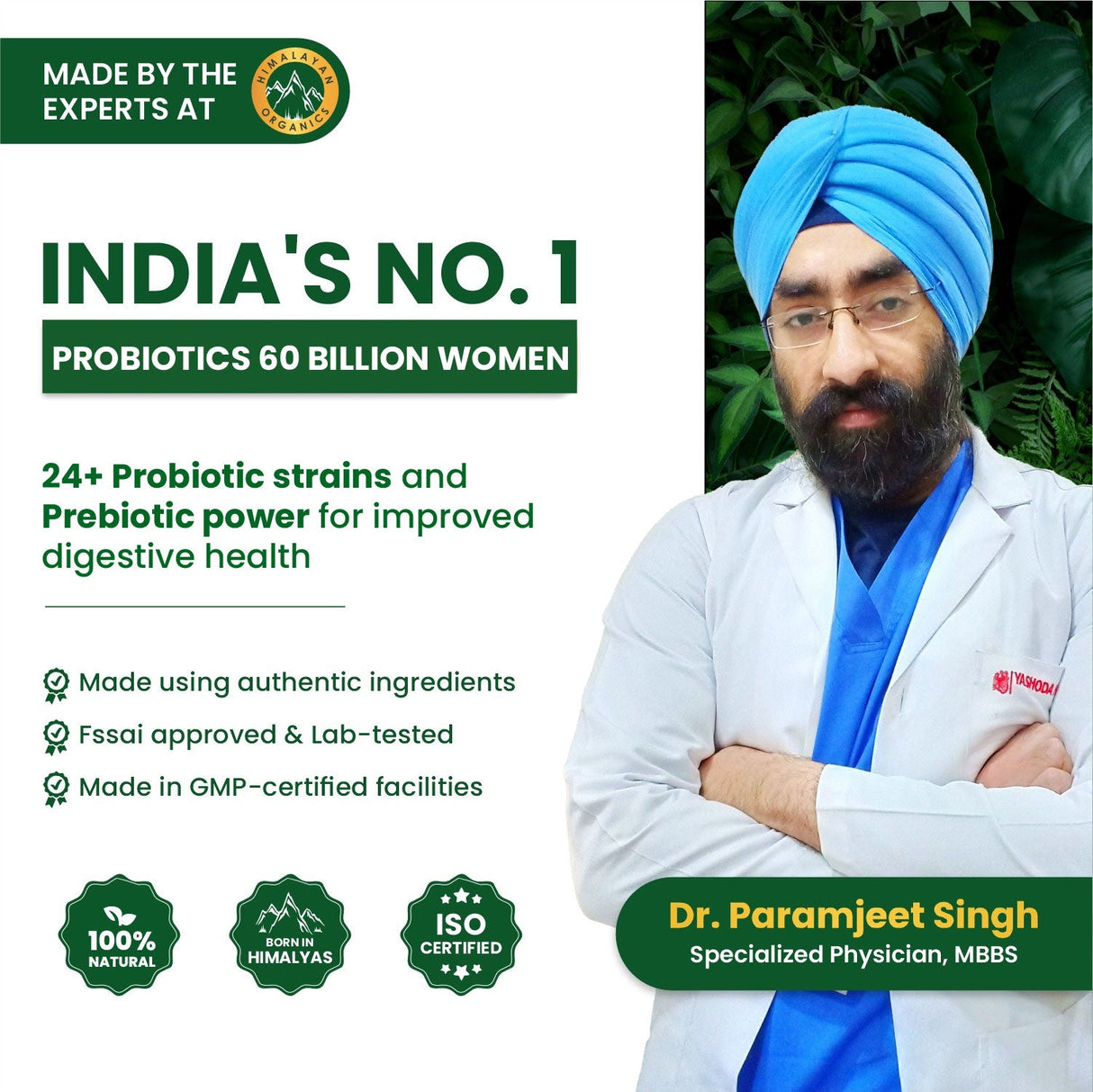 Himalayan Organics, Probiotics 60 Billion CFU with Prebiotics, 24 Strains 