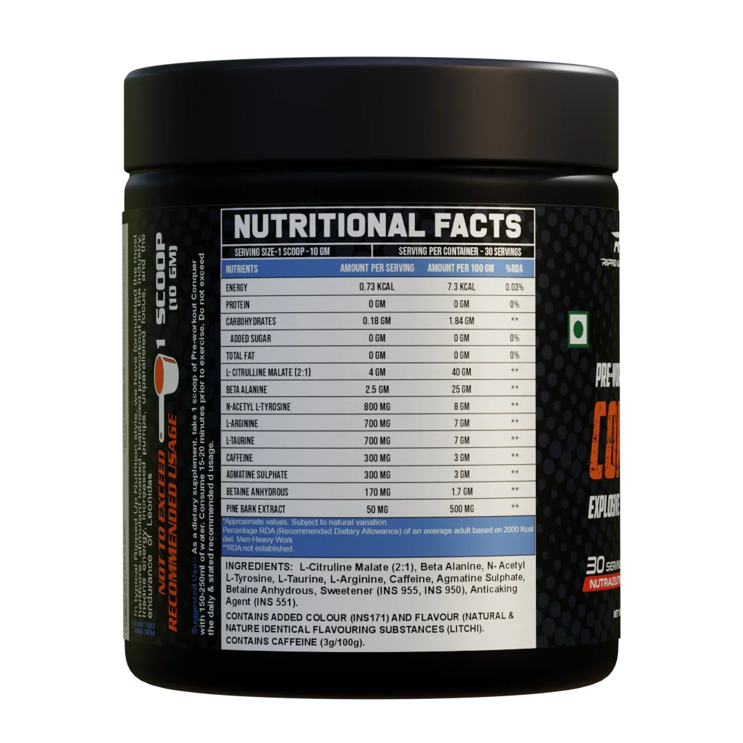 Ripped Up Nutrition Conquer Pre-Workout 300gm, 30 Servings