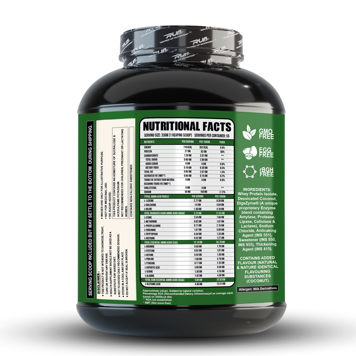 Ripped Up Nutrition 100% Whey Protein Isolate 1.81 Kg, 55 Servings