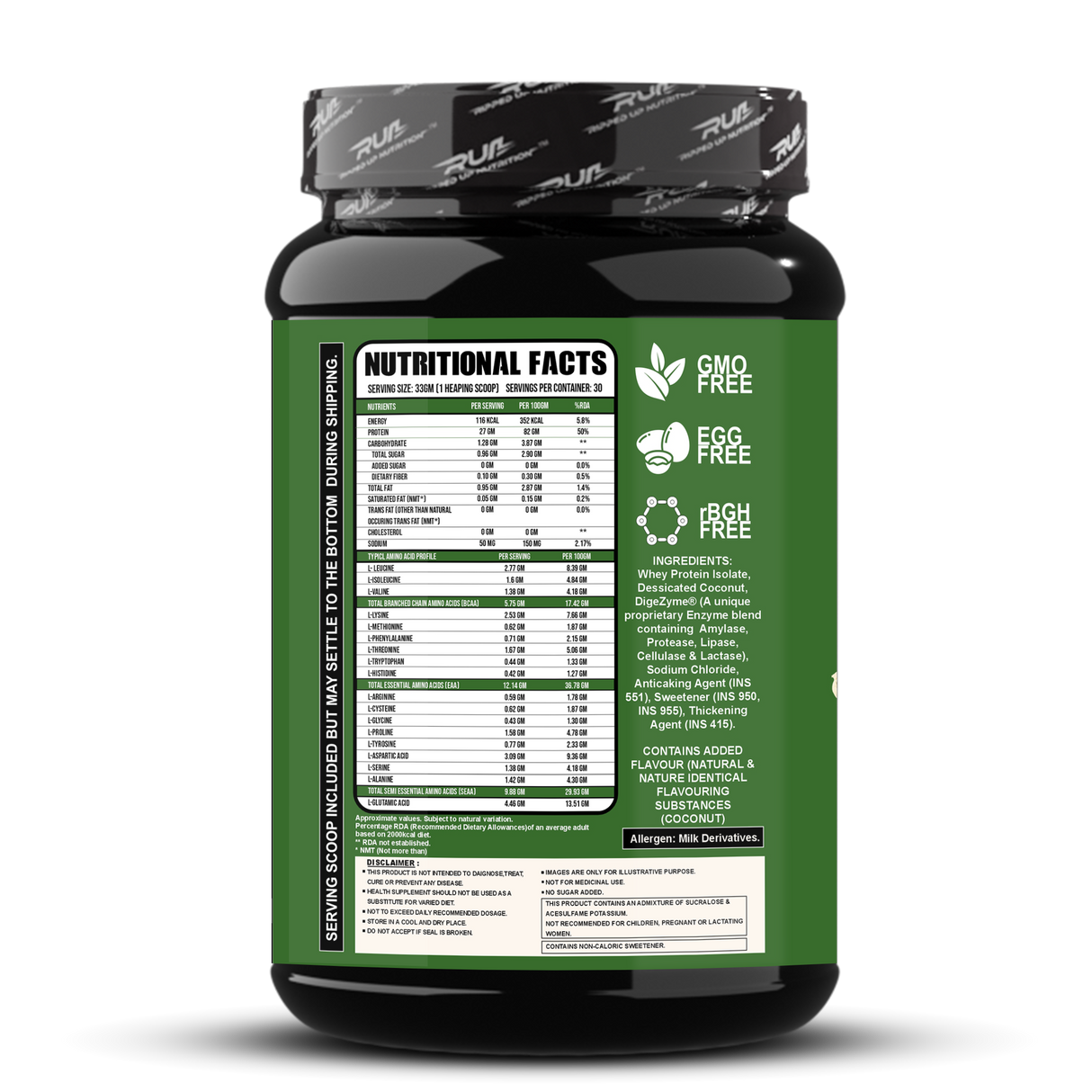 Ripped Up Nutrition 100% Whey Protein Isolate 1 Kg, 30 Servings