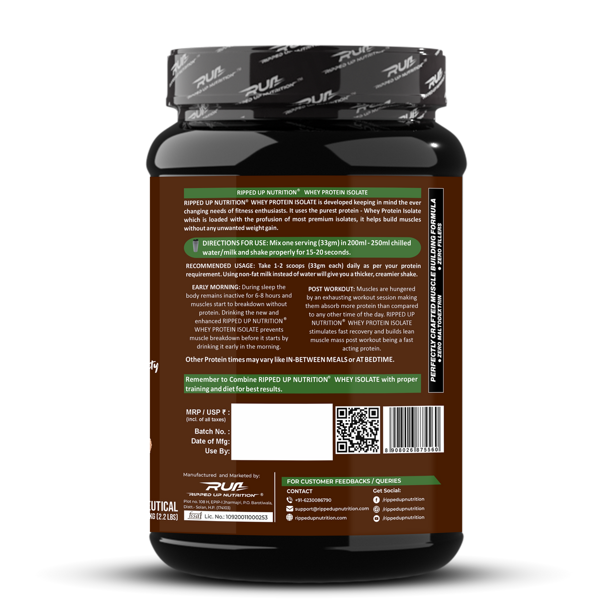 Ripped Up Nutrition 100% Whey Protein Isolate 1 Kg, 30 Servings