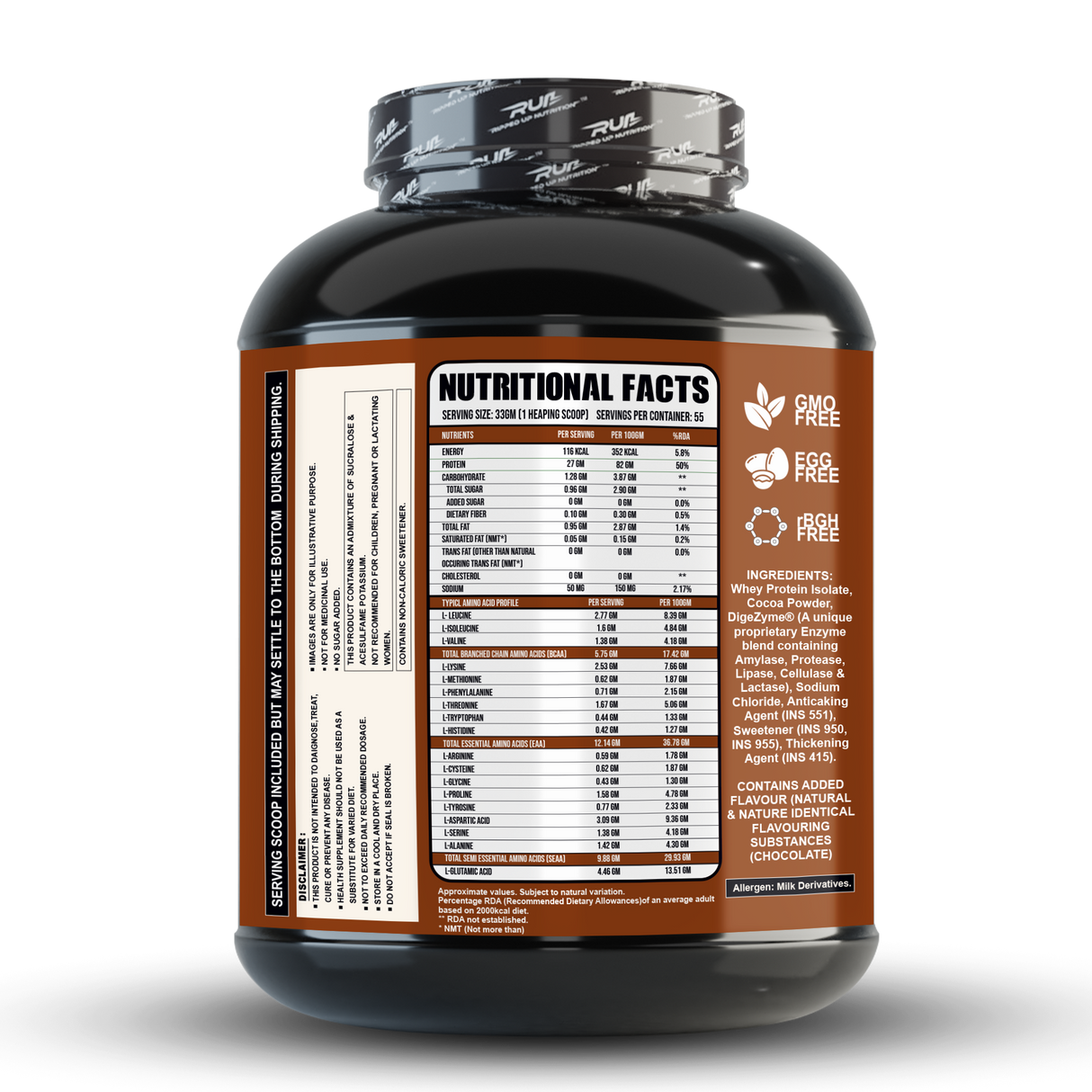 Ripped Up Nutrition 100% Whey Protein Isolate 1.81 Kg, 55 Servings