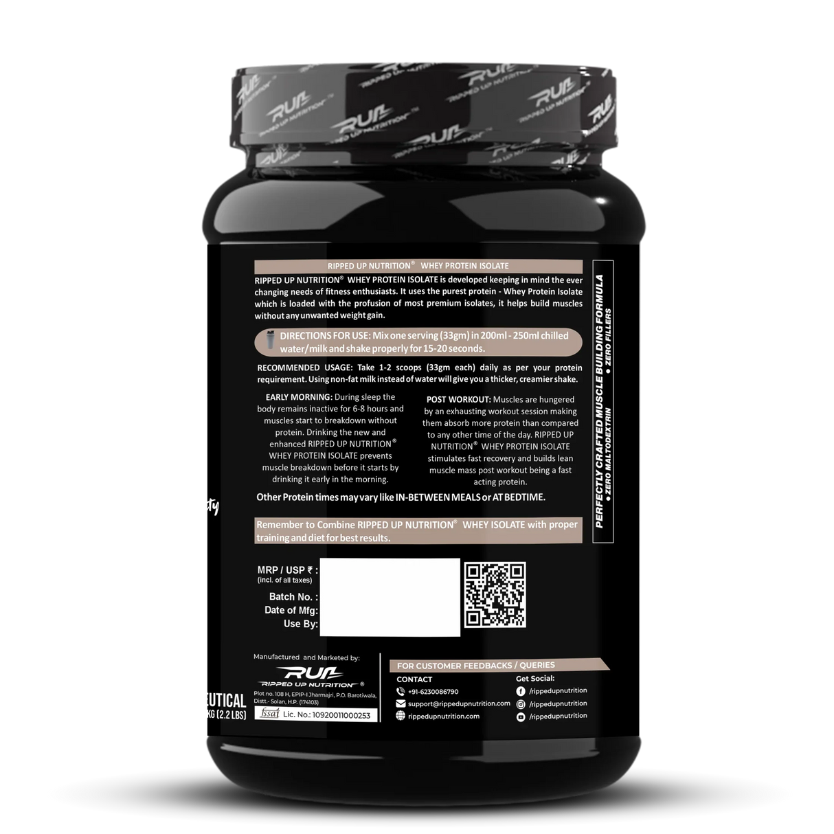 Ripped Up Nutrition 100% Whey Protein Isolate 1 Kg, 30 Servings