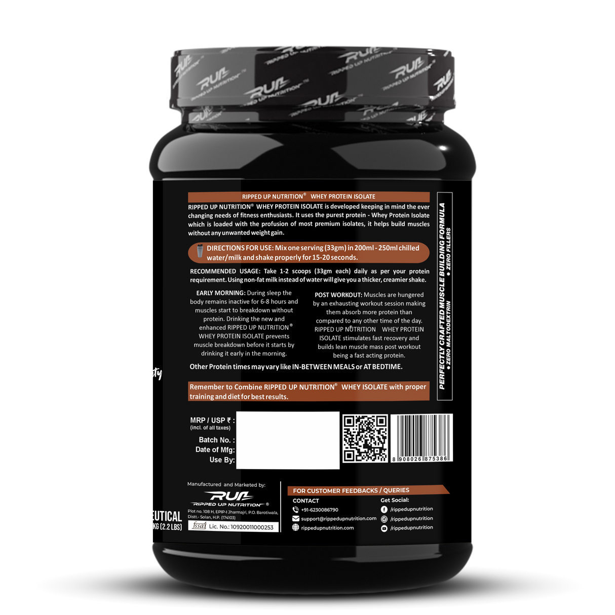 Ripped Up Nutrition 100% Whey Protein Isolate 1 Kg, 30 Servings