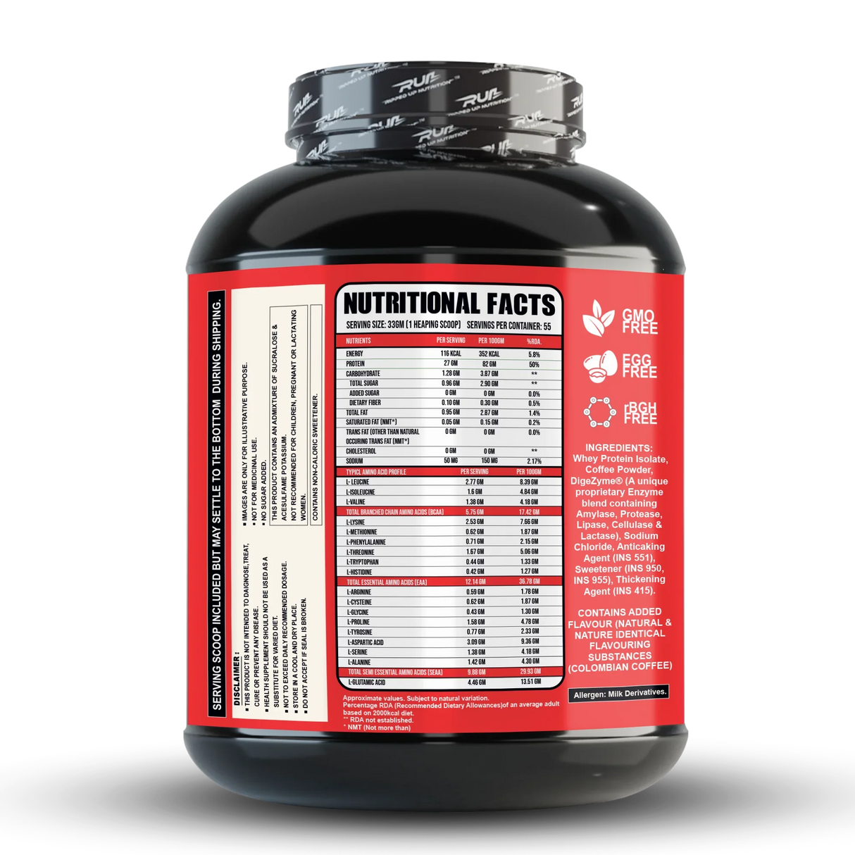 Ripped Up Nutrition 100% Whey Protein Isolate 1.81 Kg, 55 Servings
