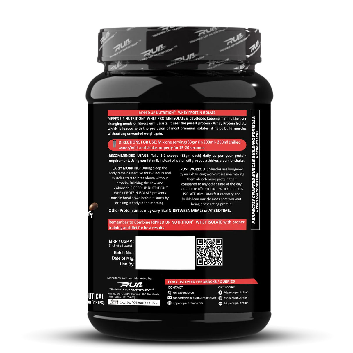 Ripped Up Nutrition 100% Whey Protein Isolate 1 Kg, 30 Servings