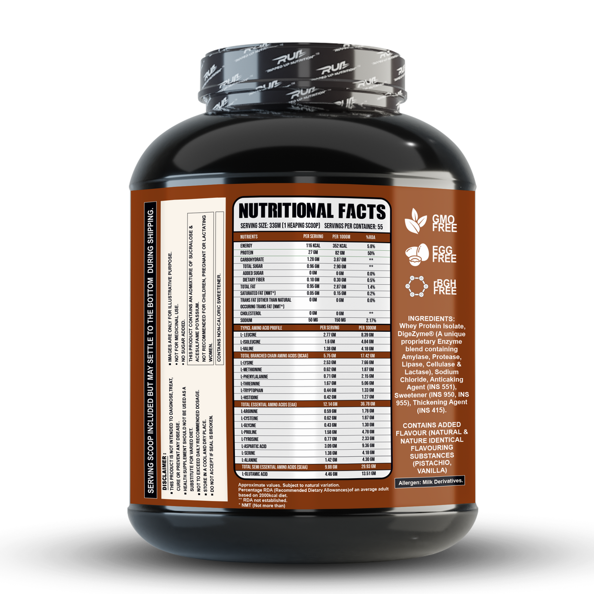 Ripped Up Nutrition 100% Whey Protein Isolate 1.81 Kg, 55 Servings