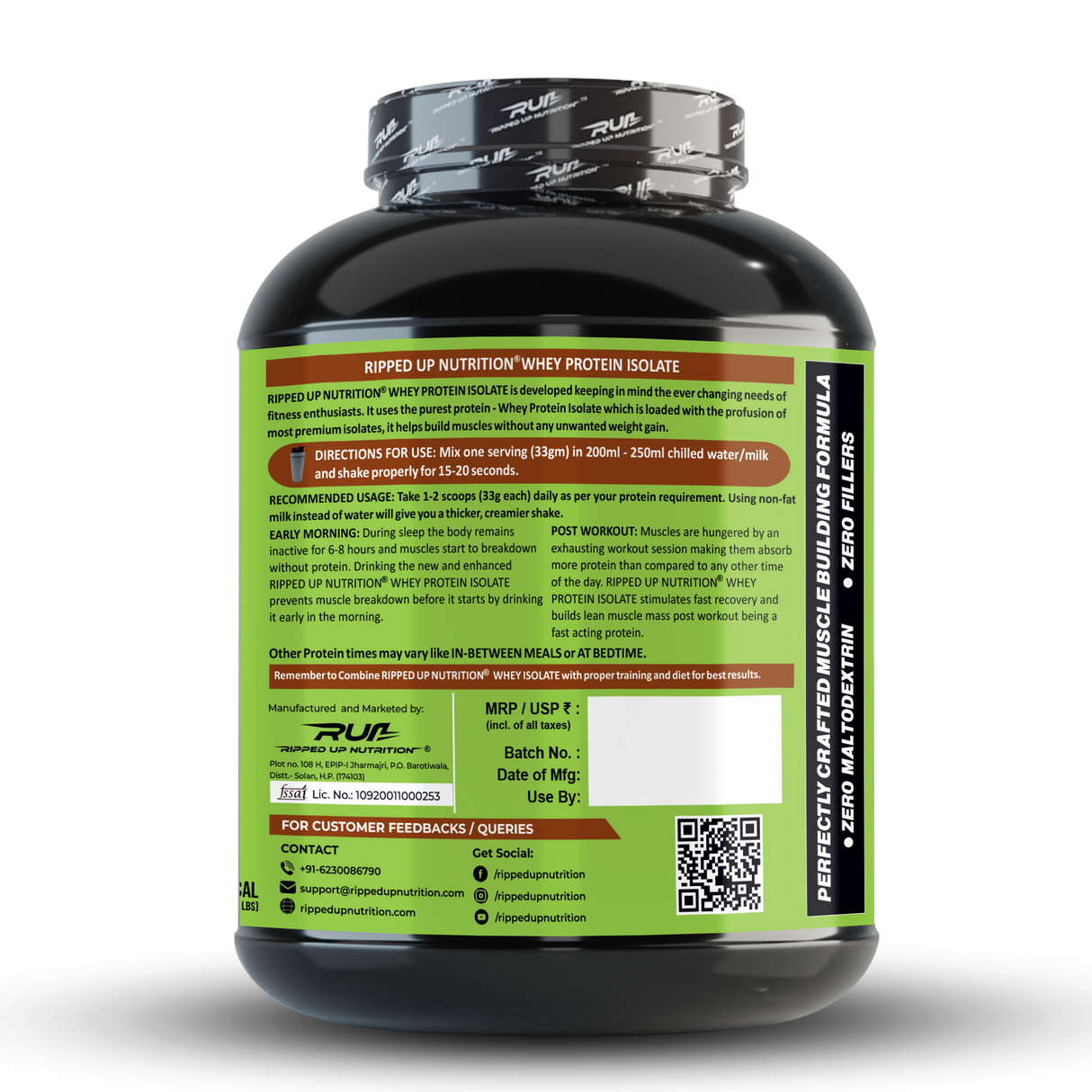 Ripped Up Nutrition 100% Whey Protein Isolate 1.81 Kg, 55 Servings