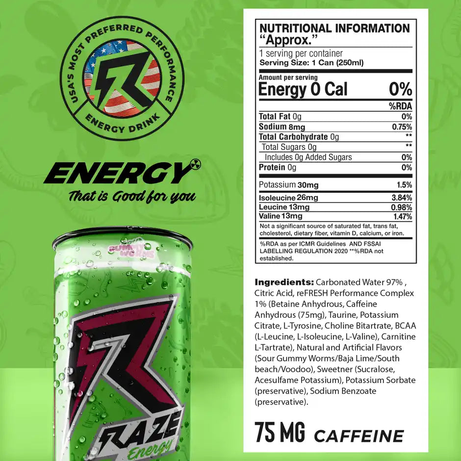 RAZE Functional Energy Drink, 250ml (Pack of 6)