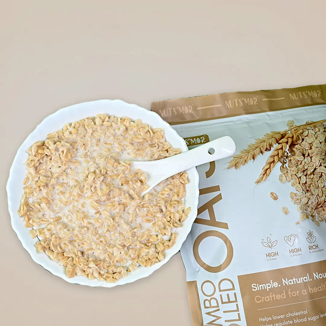 Nuts'Mor Jumbo Rolled Oats 1Kg | 20 Servings