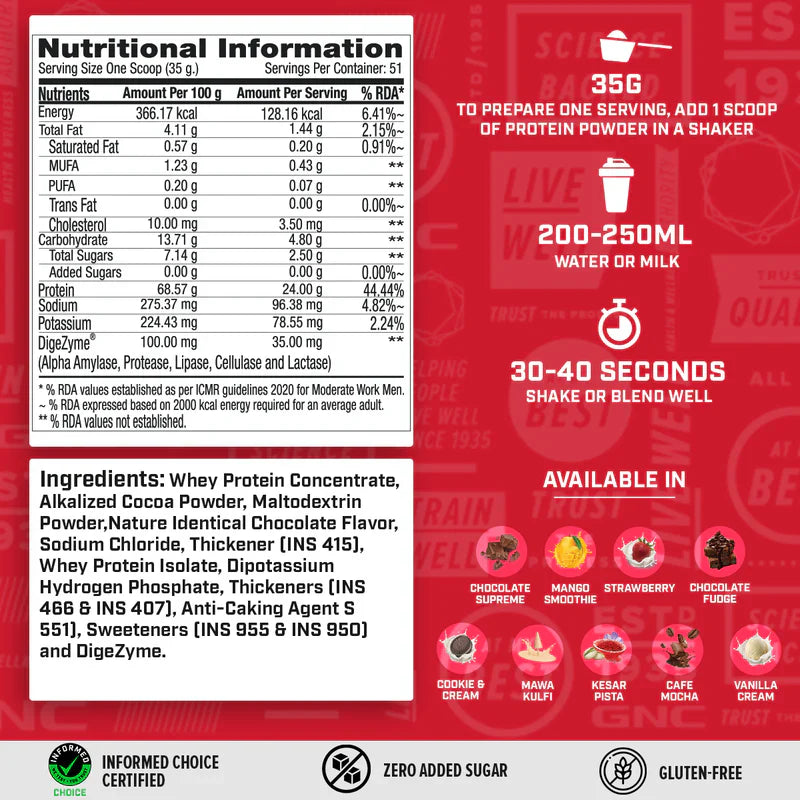 GNC Pro Performance 100% Whey Protein 4 Lbs + Nutristar Micronized CREA Gold Creatine Monohydrate 250g (83 Servings) - High-Performance Strength Combo