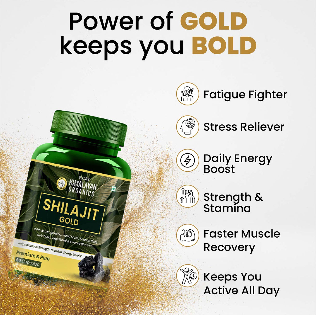 Himalayan Organics, Shilajit Gold with Ashwagandha Safed Musli 