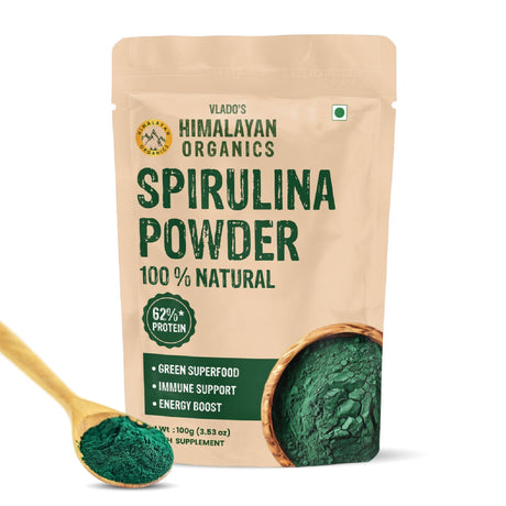 Vlado's Himalayan Organics, Spirulina Powder, 62% Protein Superfood - 100g