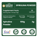 Vlado's Himalayan Organics, Spirulina Powder, 62% Protein Superfood - 100g