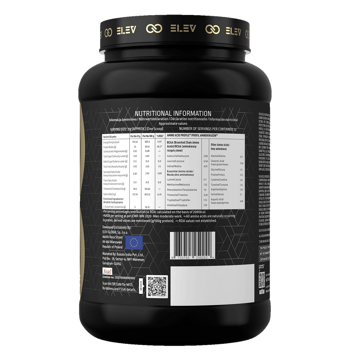 Elev ISO GOLD Whey Protein Powder | 1kg (32 Servings)