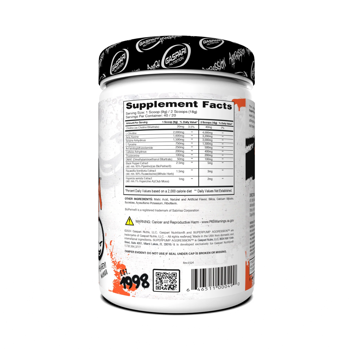 Gaspari Nutrition Aggression Super Pump - 360 Gm