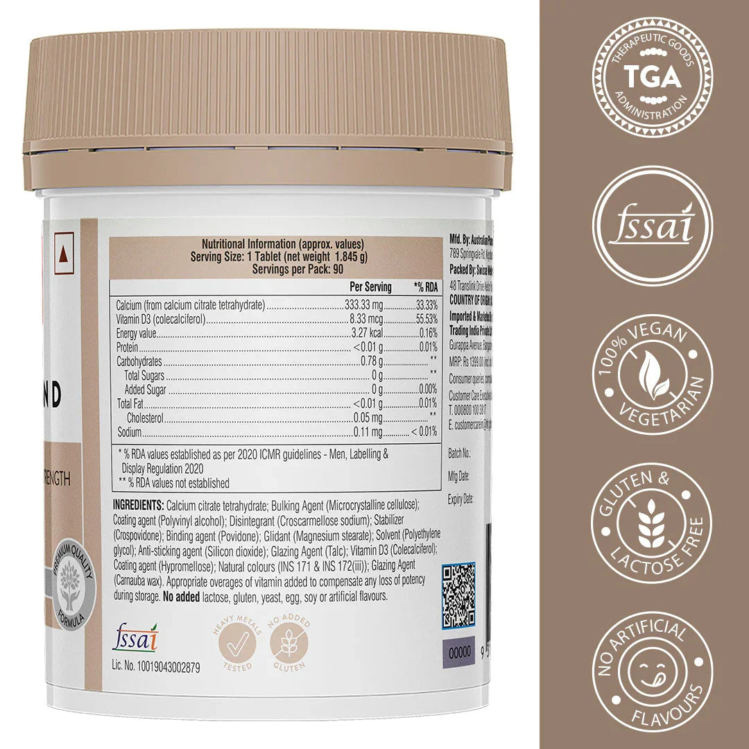 Swisse Calcium & Vitamin D - 90 Tablets