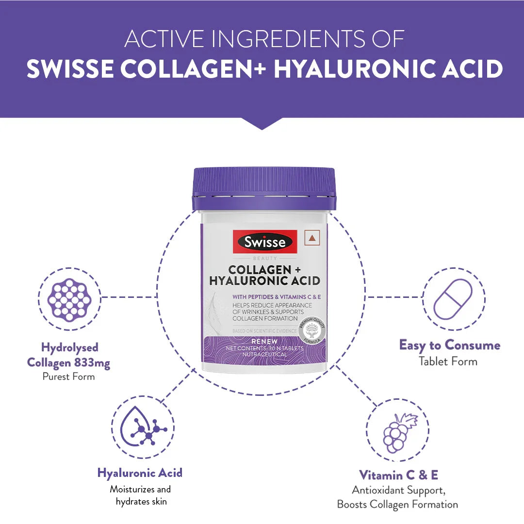 Swisse Collagen+ Hyaluronic Acid - 30 Tablets