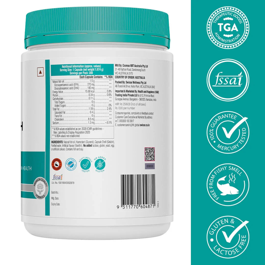 Swisse Fish Oil Omega 3 - 200 Capsules