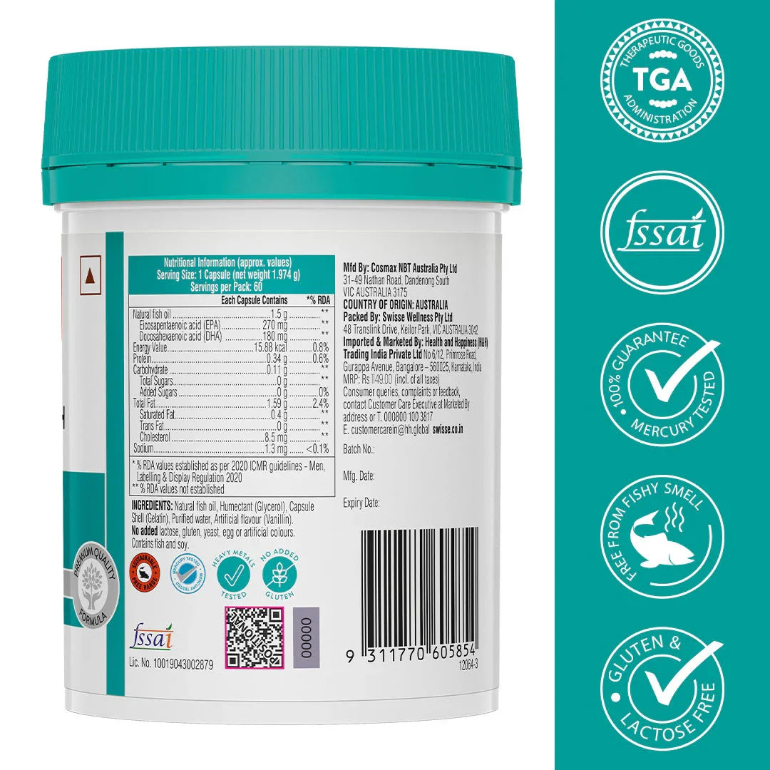 Swisse Fish Oil Omega 3 - 60 Capsules