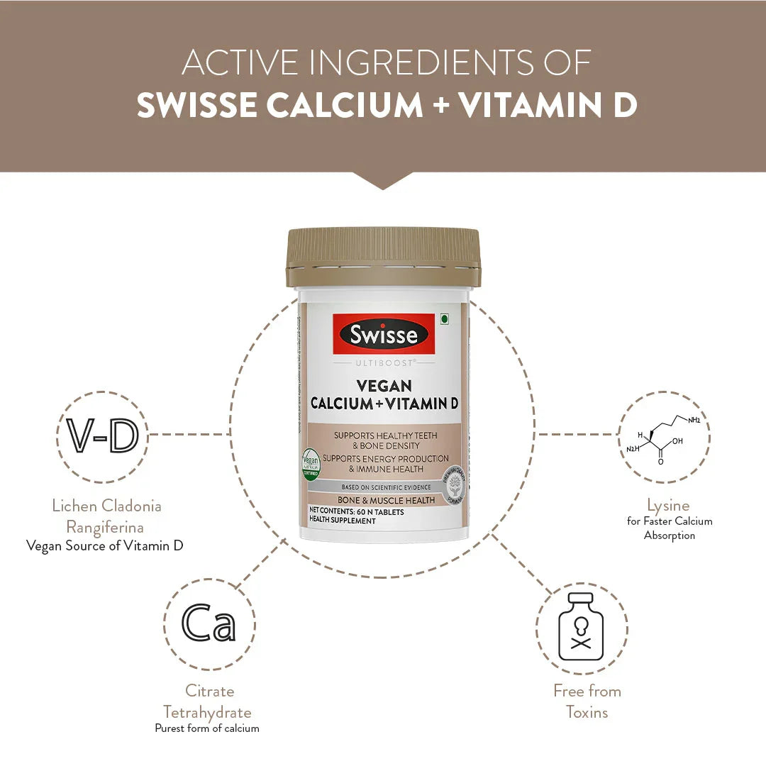 Swisse Vegan Calcium & Vitamin D - 60 Tablets