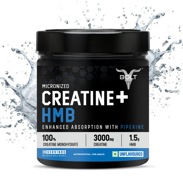 Bolt Micronized Creatine + HMB Supplement Powder 150g | 30 Servings