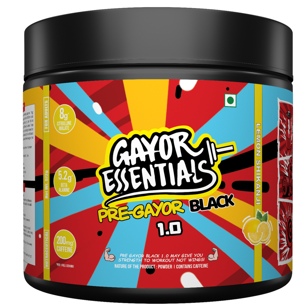 Gayor Essentials Pre Gayor Black 1.0 Pre-Workout 572g | Caffeine & Citrulline Formula